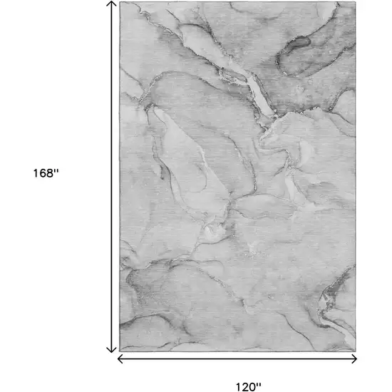 Gray And Ivory Abstract Washable Area Rug With UV Protection Photo 3
