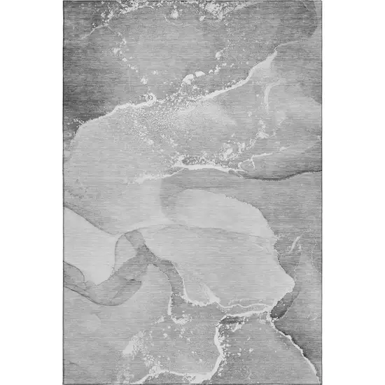 Gray And Ivory Abstract Washable Area Rug With UV Protection Photo 1