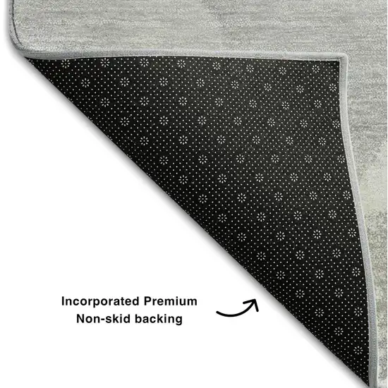 Gray And Ivory Abstract Washable Area Rug With UV Protection Photo 5