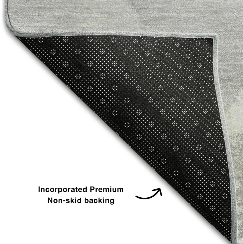 Gray And Ivory Abstract Washable Area Rug With UV Protection Photo 5