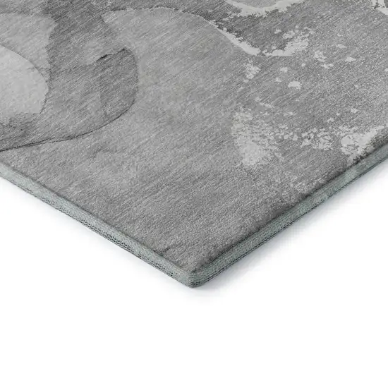 Gray And Ivory Abstract Washable Area Rug With UV Protection Photo 6