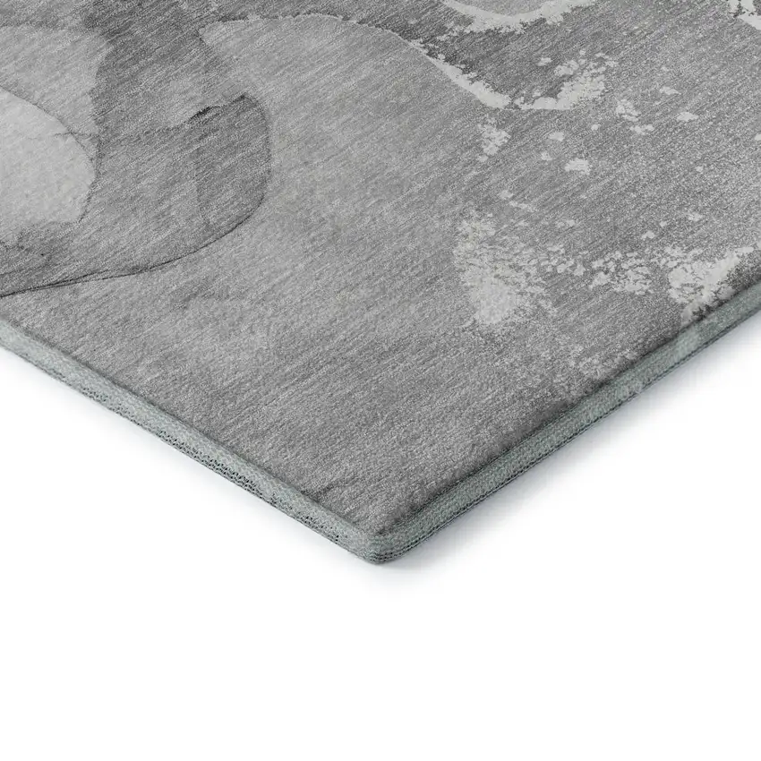 Gray And Ivory Abstract Washable Area Rug With UV Protection Photo 6