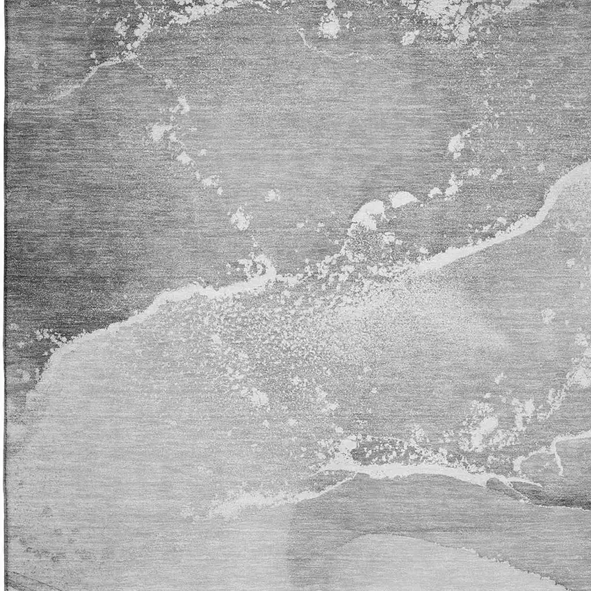 Gray And Ivory Abstract Washable Area Rug With UV Protection Photo 3