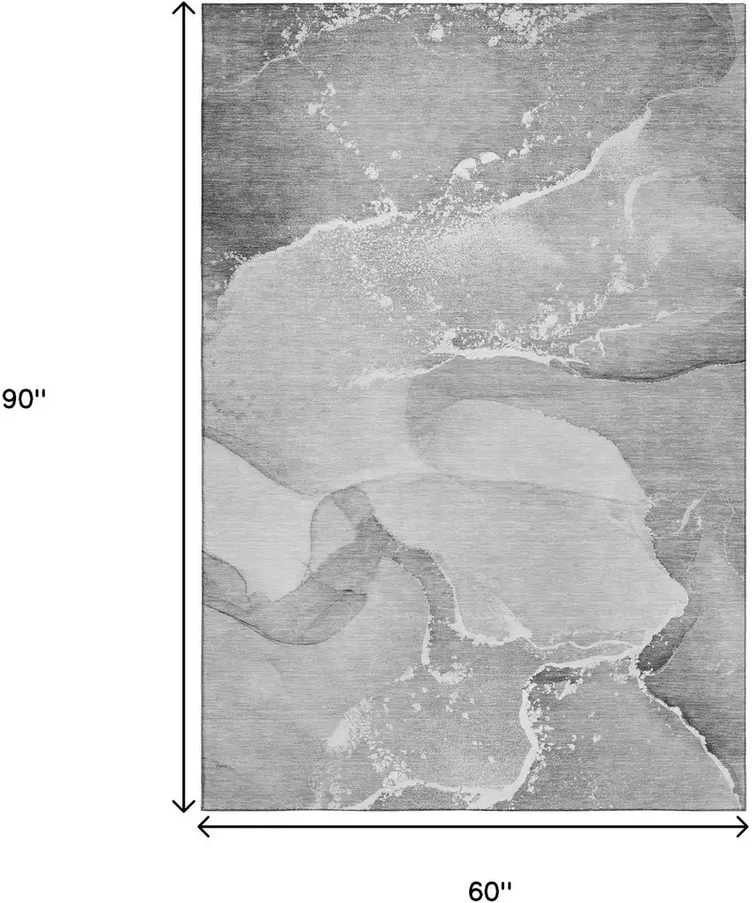 Gray And Ivory Abstract Washable Area Rug With UV Protection Photo 8