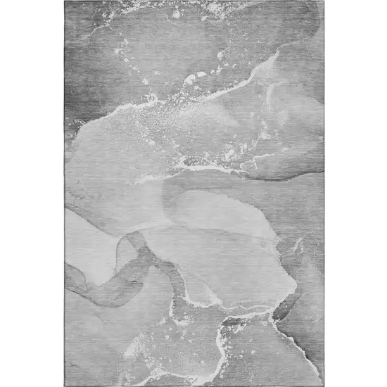 Gray And Ivory Abstract Washable Area Rug With UV Protection Photo 2