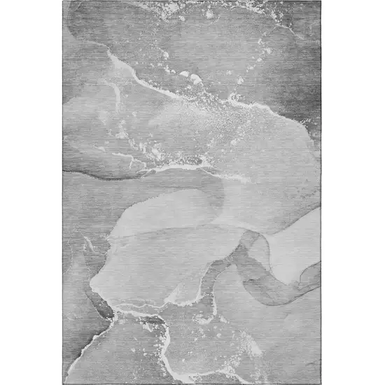 Gray And Ivory Abstract Washable Area Rug With UV Protection Photo 3