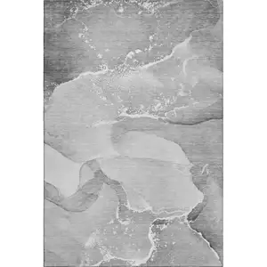 Photo of Gray And Ivory Abstract Washable Area Rug With UV Protection