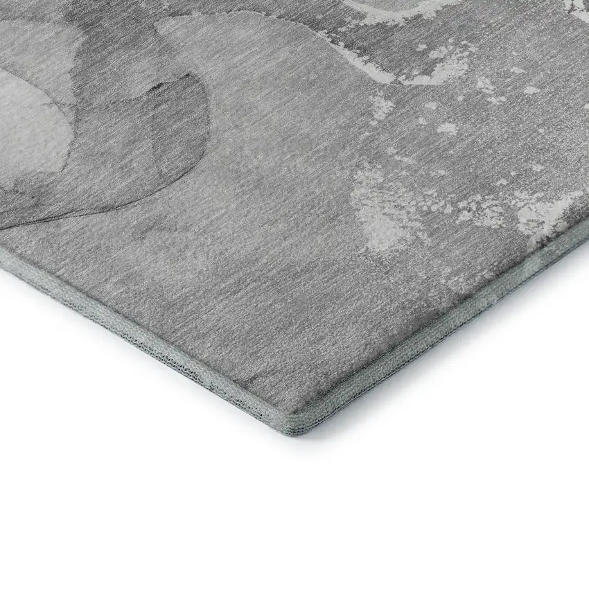Gray And Ivory Abstract Washable Area Rug With UV Protection Photo 8