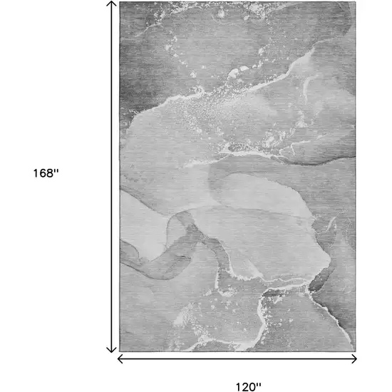 Gray And Ivory Abstract Washable Area Rug With UV Protection Photo 7