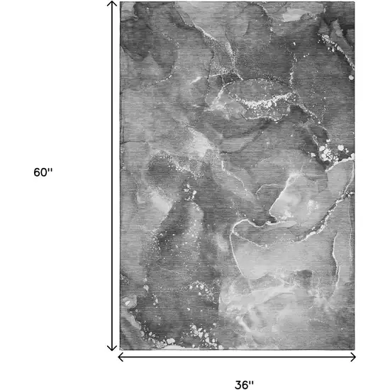 Gray And Ivory Abstract Washable Area Rug With UV Protection Photo 3