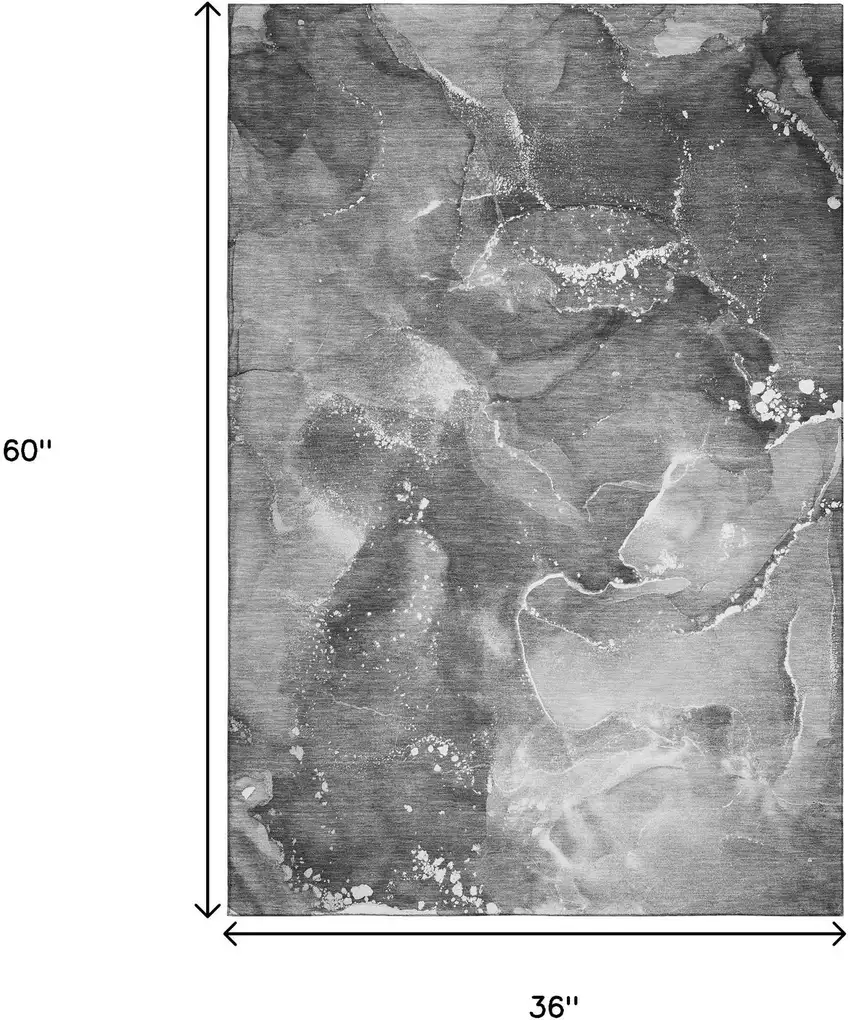 Gray And Ivory Abstract Washable Area Rug With UV Protection Photo 3