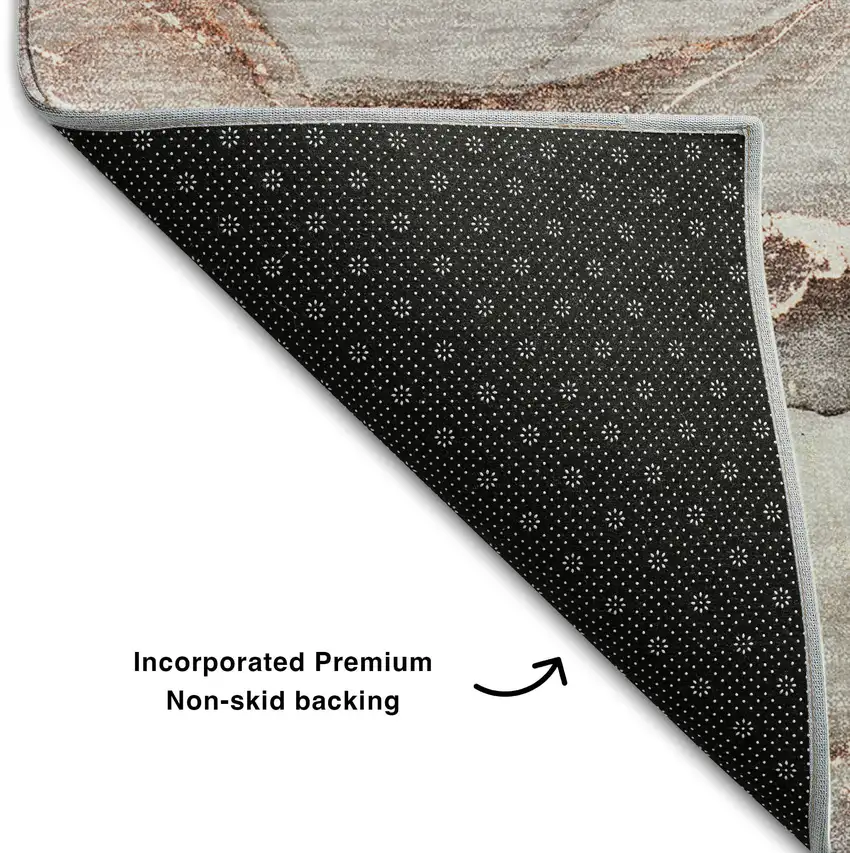 Gray And Ivory Abstract Washable Area Rug With UV Protection Photo 6