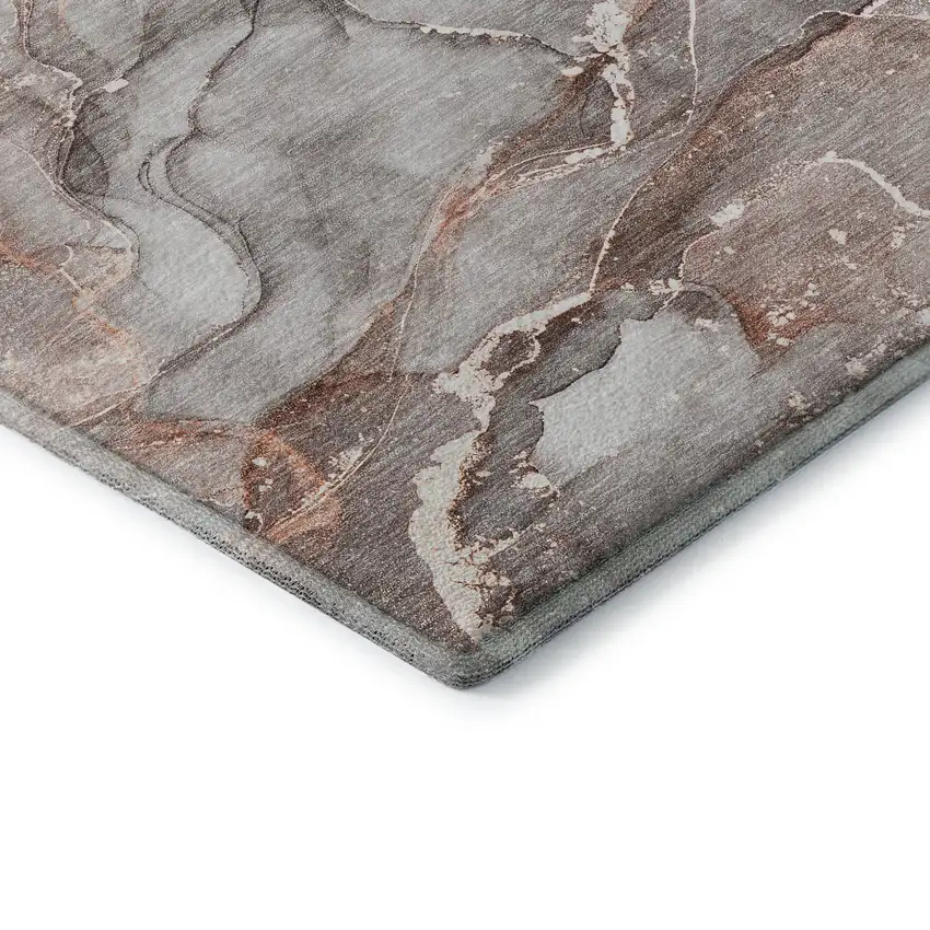 Gray And Ivory Abstract Washable Area Rug With UV Protection Photo 7