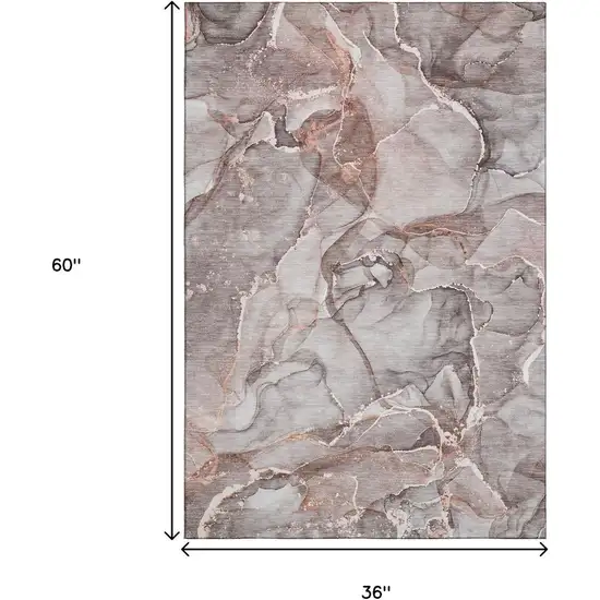 Gray And Ivory Abstract Washable Area Rug With UV Protection Photo 3