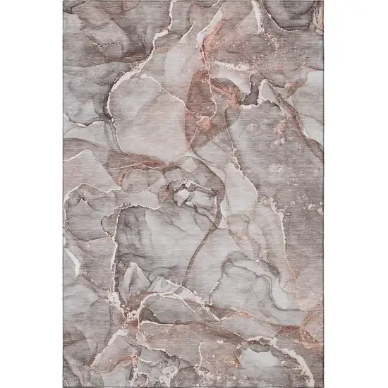 Gray And Ivory Abstract Washable Area Rug With UV Protection Photo 3