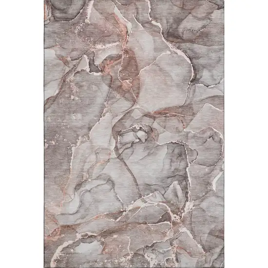 Gray And Ivory Abstract Washable Area Rug With UV Protection Photo 2
