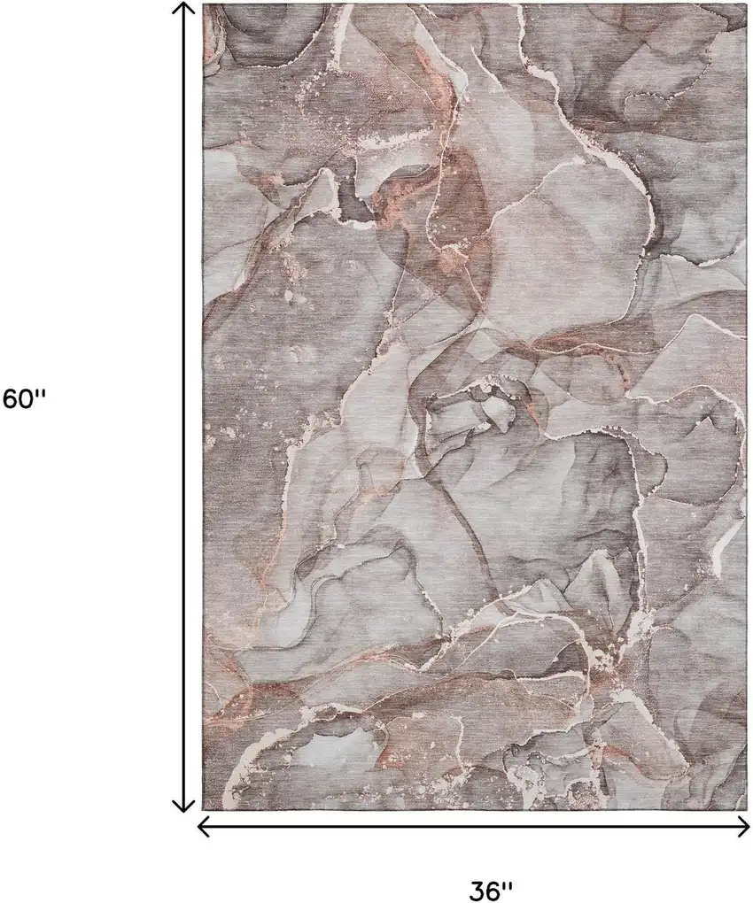 Gray And Ivory Abstract Washable Area Rug With UV Protection Photo 9