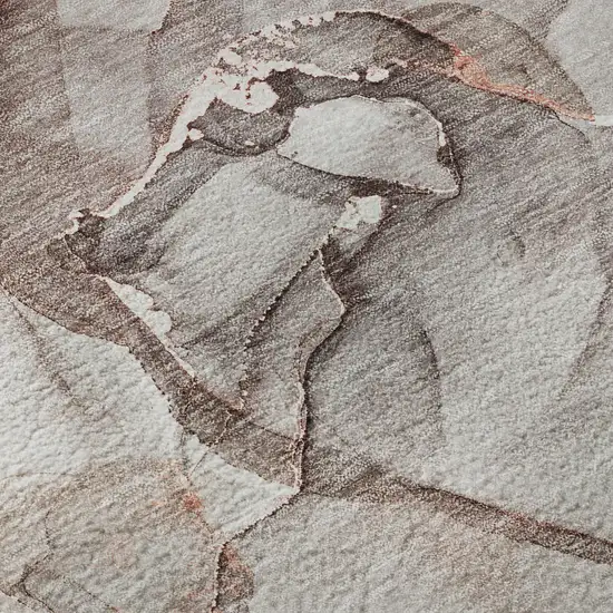 Gray And Ivory Abstract Washable Area Rug With UV Protection Photo 9