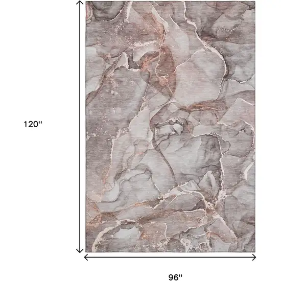 Gray And Ivory Abstract Washable Area Rug With UV Protection Photo 6