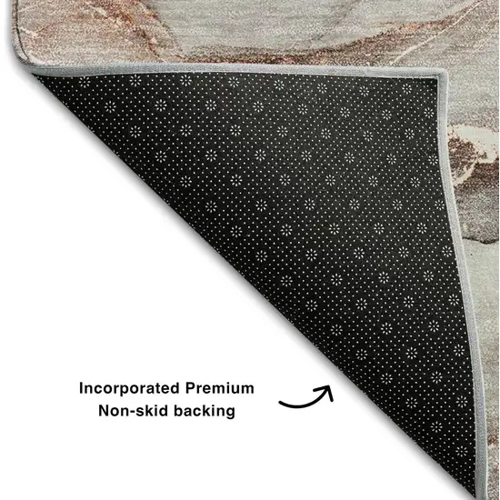 Gray And Ivory Abstract Washable Area Rug With UV Protection Photo 7