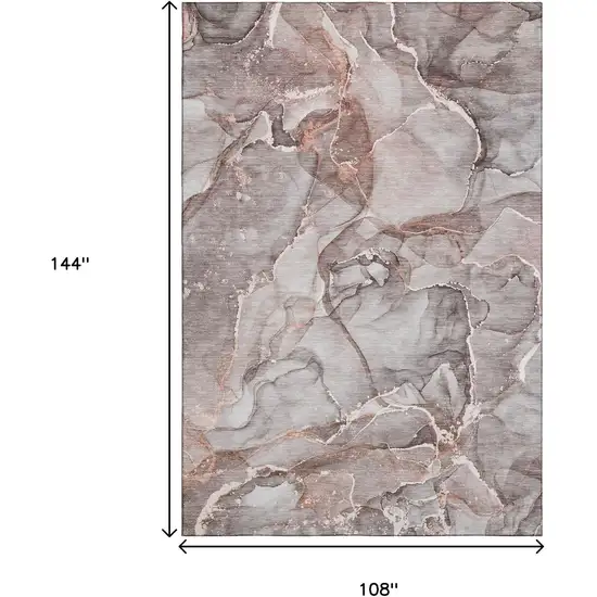 Gray And Ivory Abstract Washable Area Rug With UV Protection Photo 6