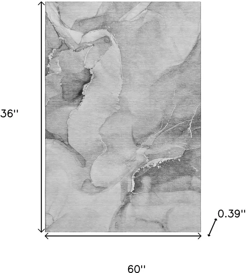 Gray And Ivory Abstract Washable Area Rug With UV Protection Photo 3