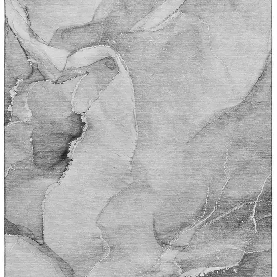 Gray And Ivory Abstract Washable Area Rug With UV Protection Photo 4