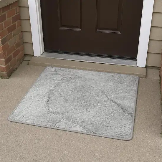 Gray And Ivory Abstract Washable Area Rug With UV Protection Photo 2