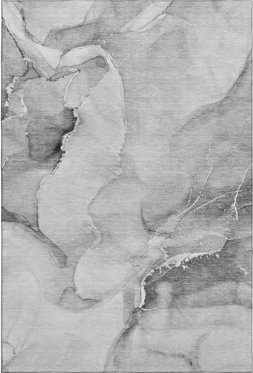 Gray And Ivory Abstract Washable Area Rug With UV Protection Photo 7