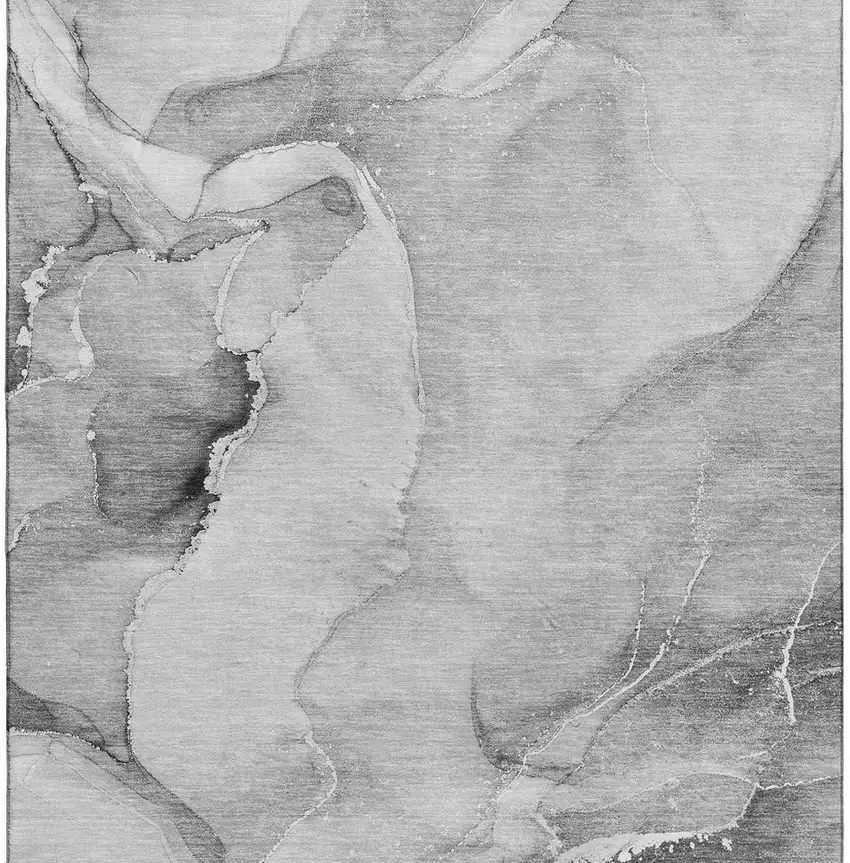 Gray And Ivory Abstract Washable Area Rug With UV Protection Photo 5