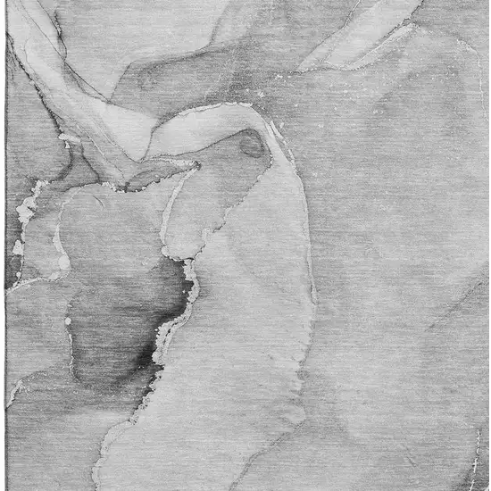 Gray And Ivory Abstract Washable Area Rug With UV Protection Photo 4