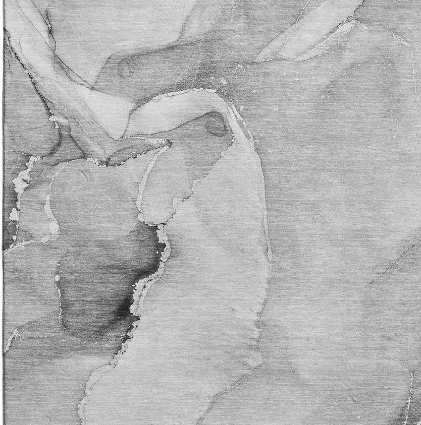 Gray And Ivory Abstract Washable Area Rug With UV Protection Photo 4