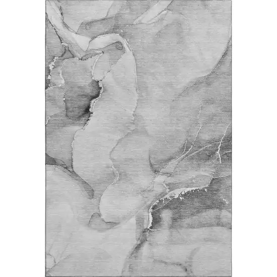 Gray And Ivory Abstract Washable Area Rug With UV Protection Photo 7