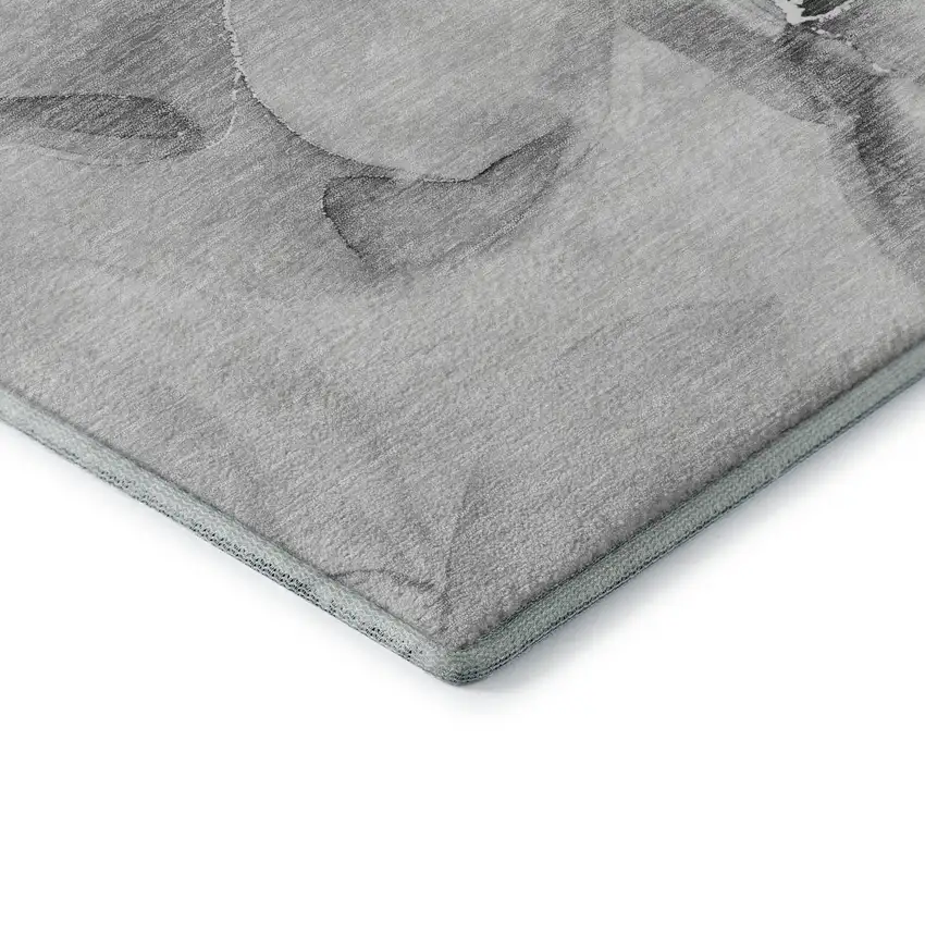 Gray And Ivory Abstract Washable Area Rug With UV Protection Photo 9