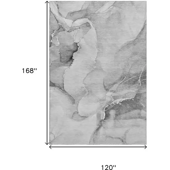 Gray And Ivory Abstract Washable Area Rug With UV Protection Photo 3