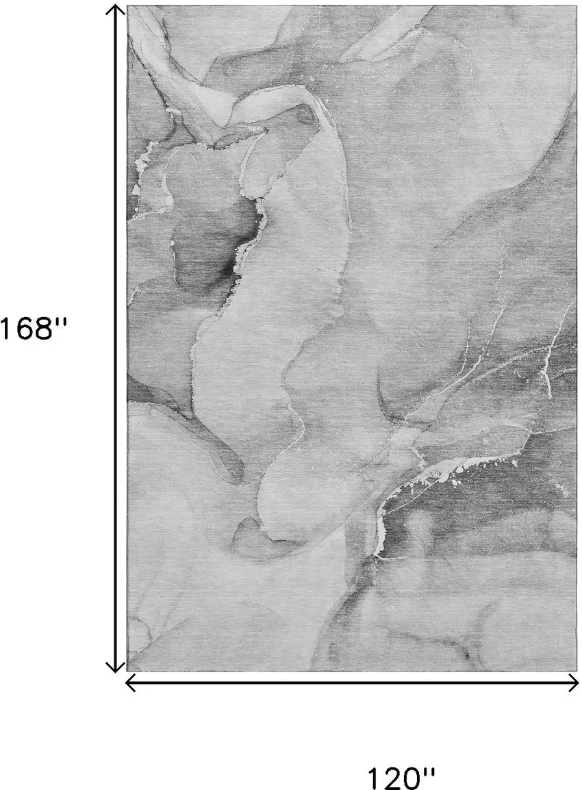 Gray And Ivory Abstract Washable Area Rug With UV Protection Photo 3