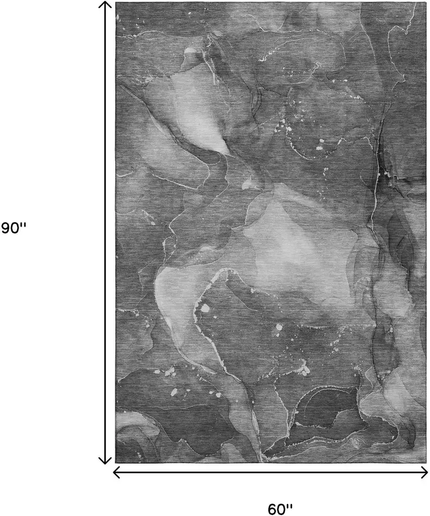 Gray And Ivory Abstract Washable Area Rug With UV Protection Photo 3