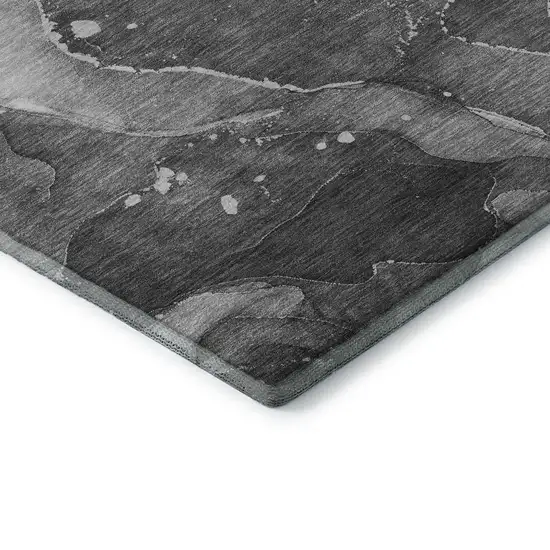Gray And Ivory Abstract Washable Area Rug With UV Protection Photo 8
