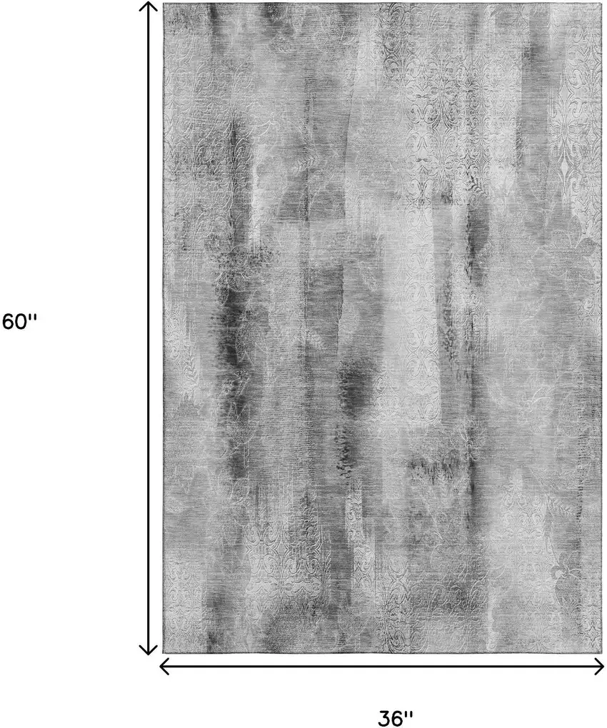 Gray And Ivory Abstract Washable Area Rug With UV Protection Photo 7