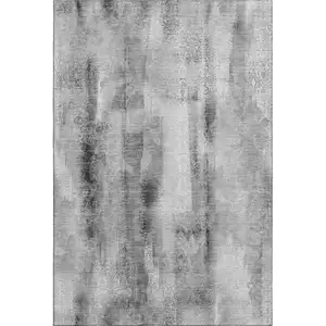 Photo of Gray And Ivory Abstract Washable Area Rug With UV Protection