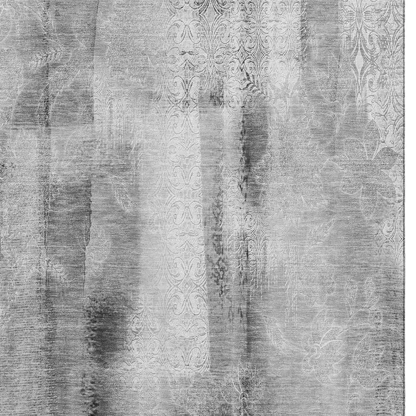 Gray And Ivory Abstract Washable Area Rug With UV Protection Photo 3