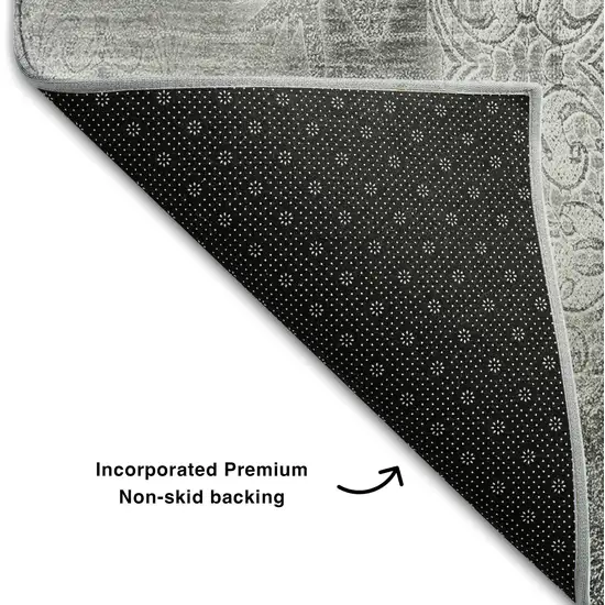 Gray And Ivory Abstract Washable Area Rug With UV Protection Photo 7