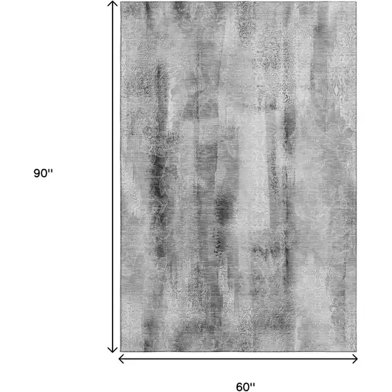 Gray And Ivory Abstract Washable Area Rug With UV Protection Photo 6