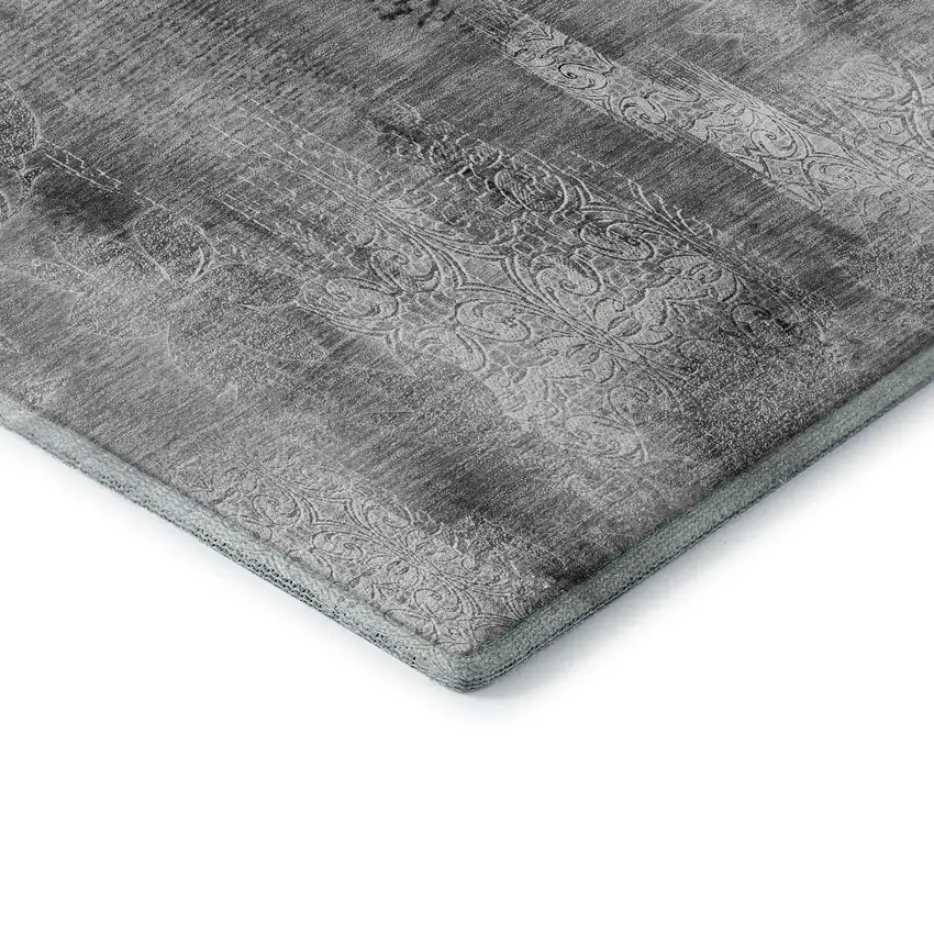 Gray And Ivory Abstract Washable Area Rug With UV Protection Photo 8