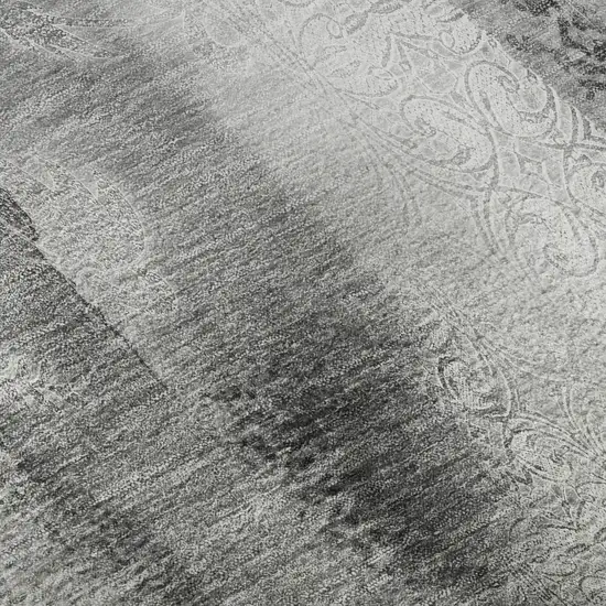 Gray And Ivory Abstract Washable Area Rug With UV Protection Photo 3