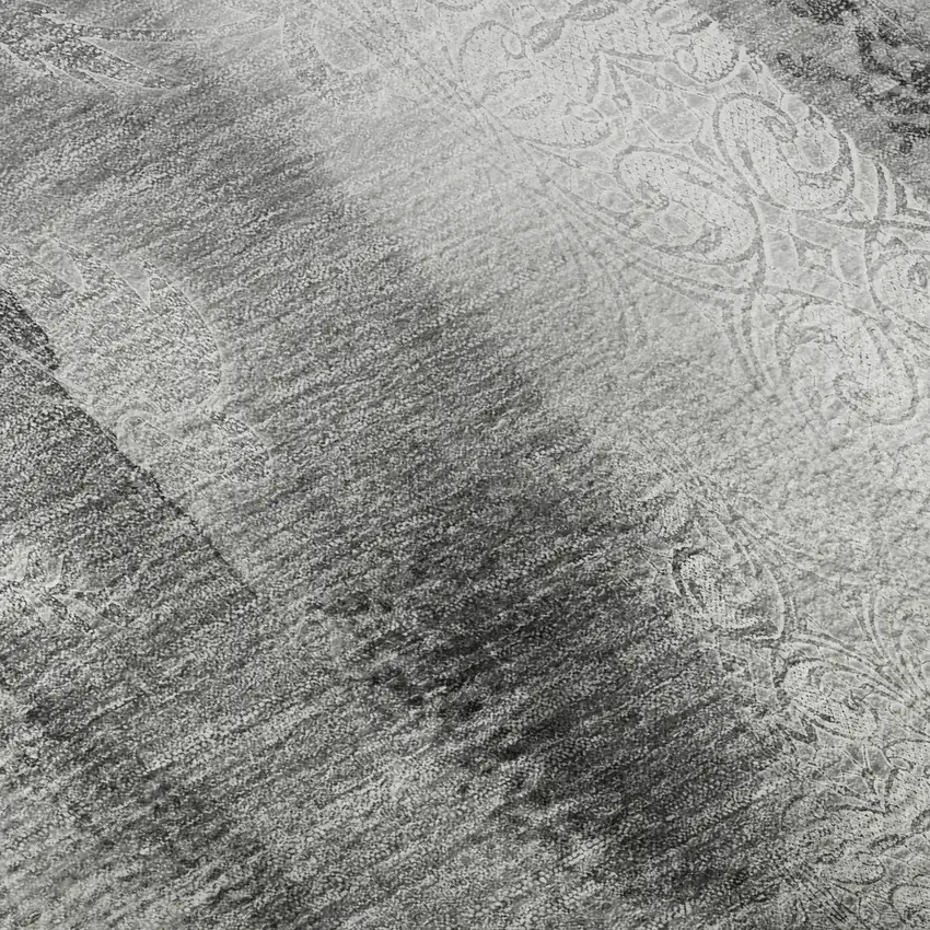 Gray And Ivory Abstract Washable Area Rug With UV Protection Photo 3