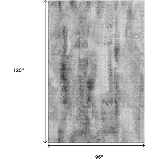 Gray And Ivory Abstract Washable Area Rug With UV Protection Photo 8