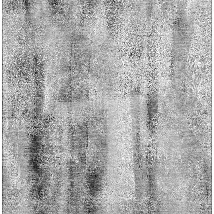 Gray And Ivory Abstract Washable Area Rug With UV Protection Photo 5