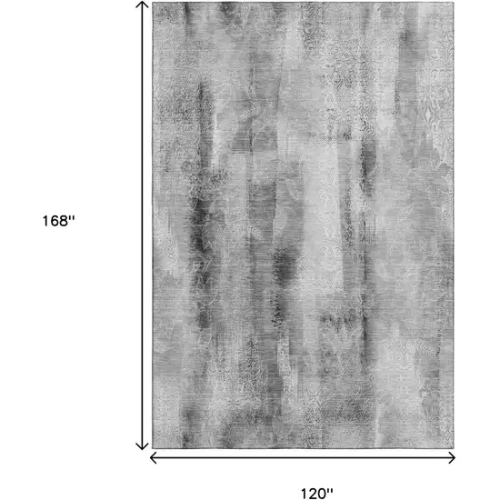 Gray And Ivory Abstract Washable Area Rug With UV Protection Photo 6