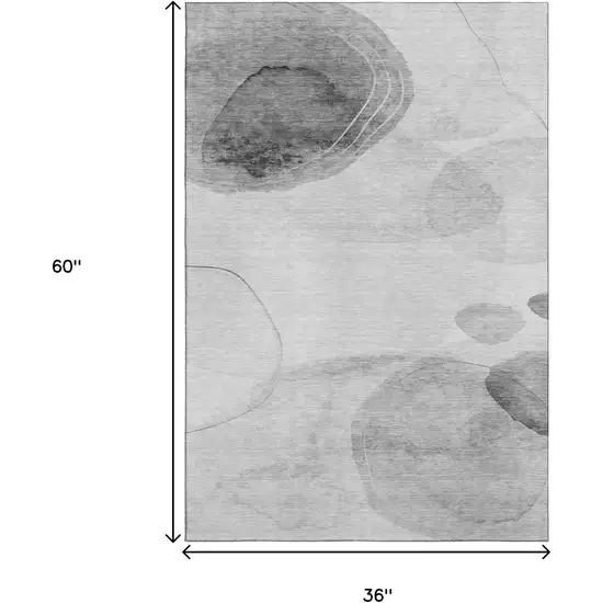 Gray And Ivory Abstract Washable Area Rug With UV Protection Photo 9